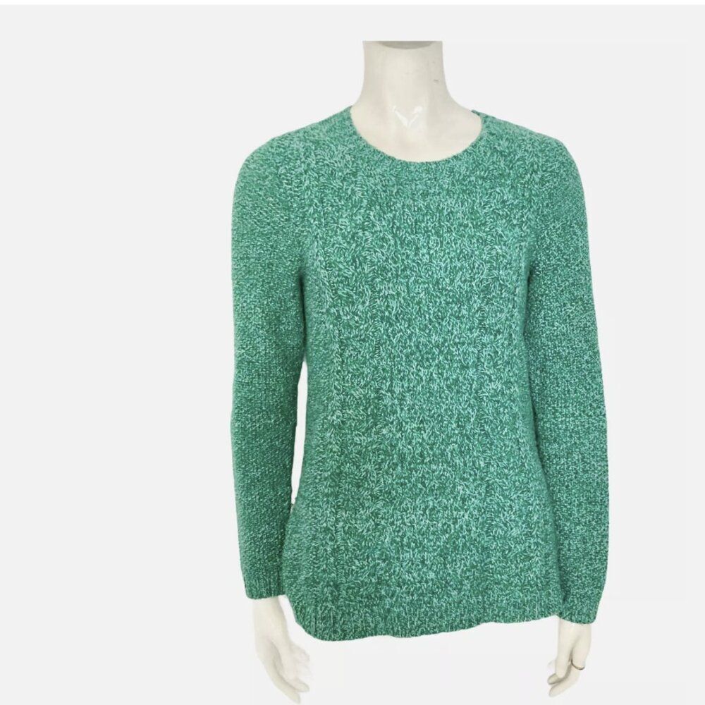 Talbots Wool Blend Cable Knit Sweater Long Sleeve Crew‎ Neck Zip Detail Petite S
